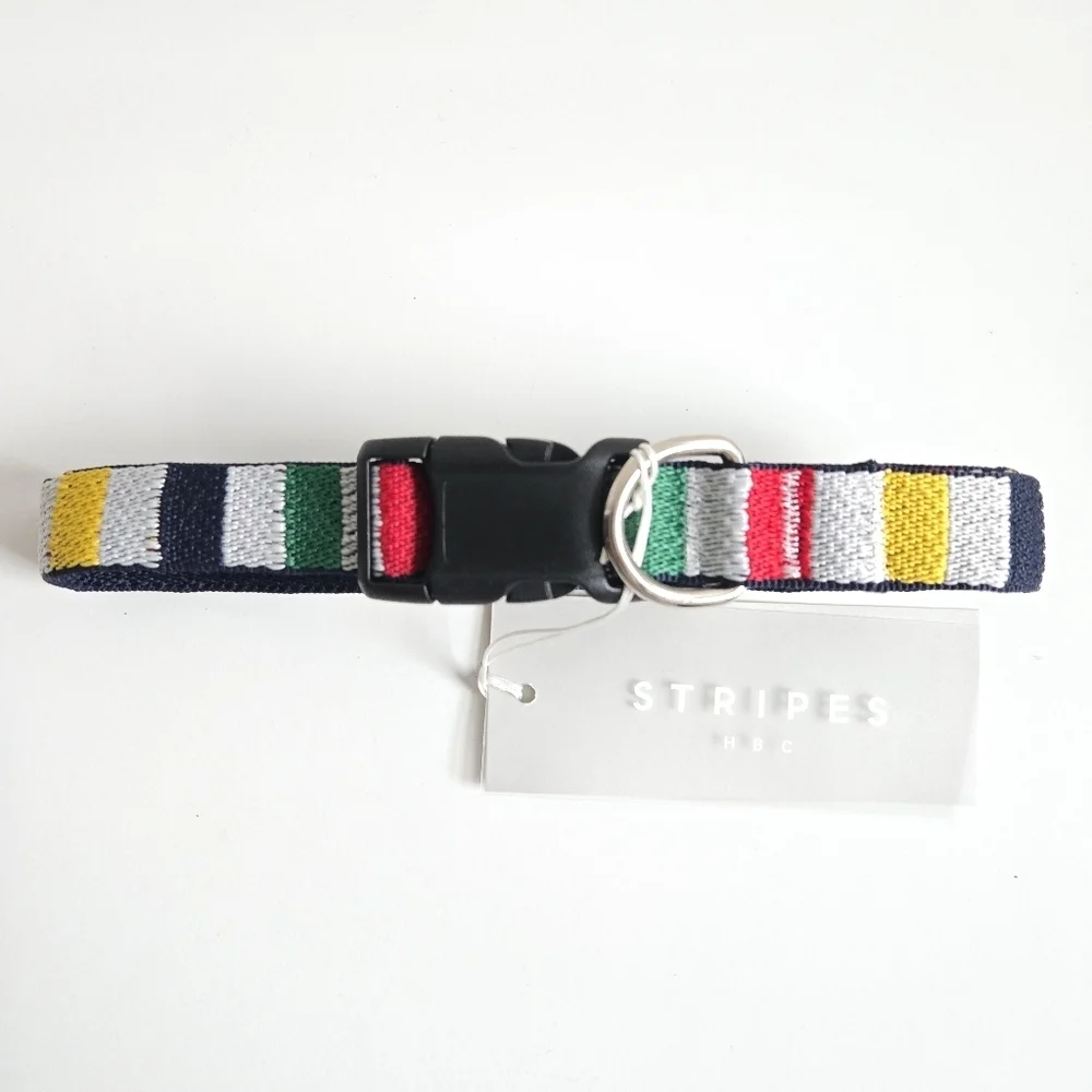 New Hudson Bay Company The Harry Barker Collection Stripes Dog Collar Large NWT